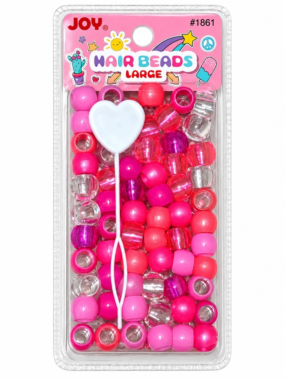 Pink Mixed Hair Beads Large - Kids Accessories